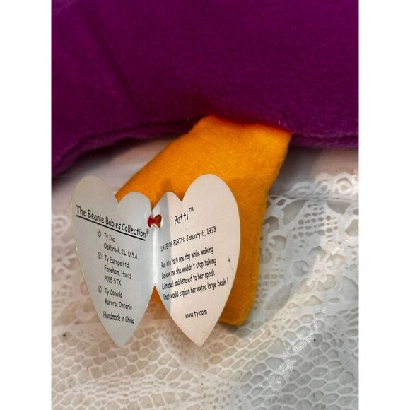 Ty Beanie Baby Patti The Platypus Fuchsia Plush Collectible Hang Tag 4025 - Picture 5 of 5